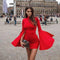 Vestido Tipo Turtleneck con Mangas Ventiladas y Detalle de Cuerno