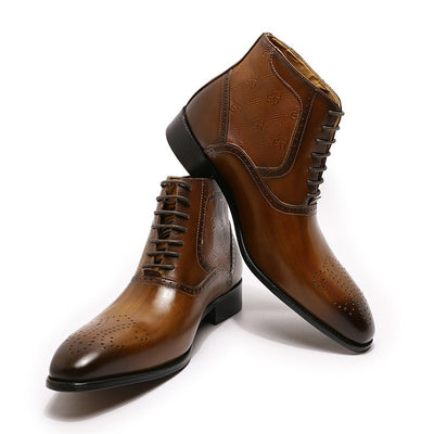 Botas de Cuero para Hombre con Punta Afilada y Cordones Frontales - Image 8