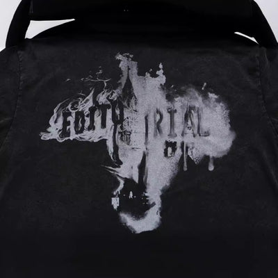 Playera de Manga Corta Estilo Americano Desgastado - Image 4