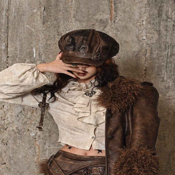 Gorra Octagonal Punk con Remaches - Estilo Vintage Painter