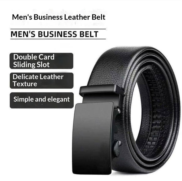Cinturón de Cuero Liso para Hombre con Hebilla Automática
