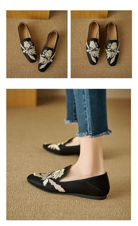 Zapatos Planos Bordados de Corte Bajo con Suela Suave para Mujer - Image 11