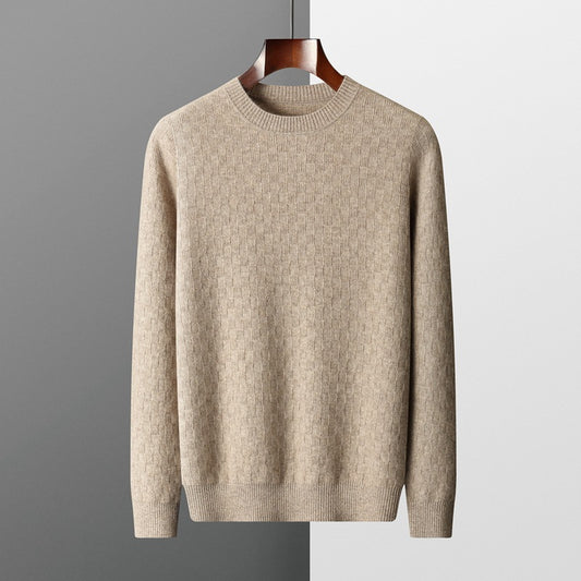 Suéter de Cachemira Gruesa para Hombre - Cuello Redondo Elegante para Otoño e Invierno