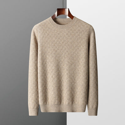 Suéter de Cachemira Gruesa para Hombre - Cuello Redondo Elegante para Otoño e Invierno