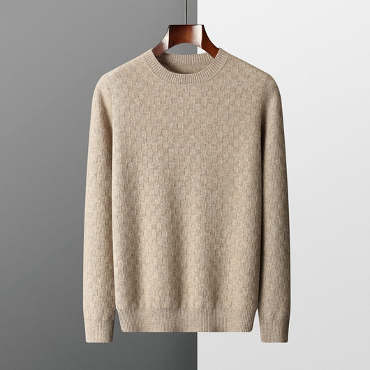 Suéter de Cachemira Gruesa para Hombre - Cuello Redondo Elegante para Otoño e Invierno