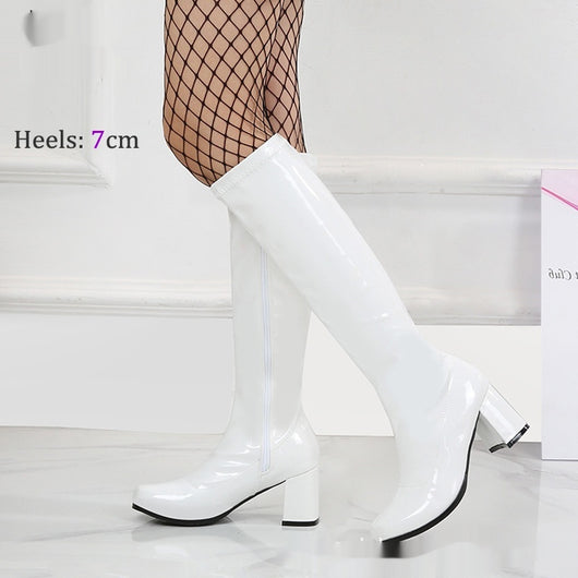 Botas Medianas de Cuero Charol con Tacón Grueso Elástico - Image 7