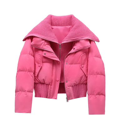 Abrigo de Algodón con Cuello Solapa Diseño Patchwork para Mujer - Image 3