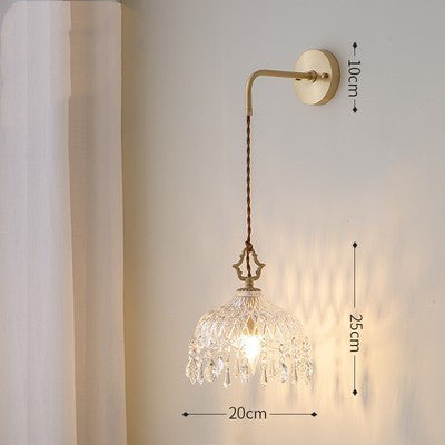 Cabecera Vintage de Latón y Cristal Francés para Dormitorio Pastoral