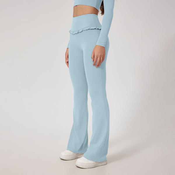 Pantalones Yoga Levantacaderas de Cintura Alta con Encaje Nude