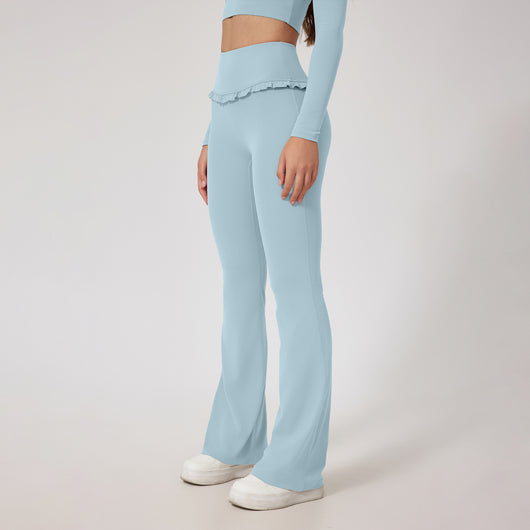Pantalones Yoga Levantacaderas de Cintura Alta con Encaje Nude - Image 2