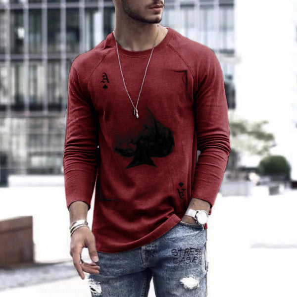 Playera Estampado Poker Cuello Redondo Manga Larga para Hombre