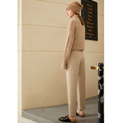 Pantalones de Lana Cintura Alta Slim Fit Casual - Image 6