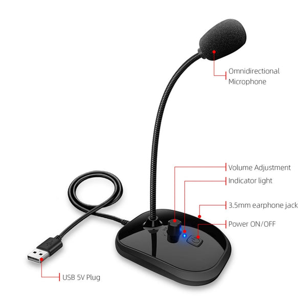 Micrófono USB Profesional Cuello de Ganso con Tarjeta de Sonido y Monitor