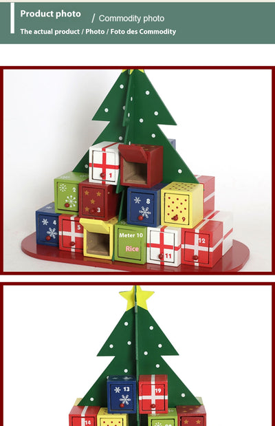 Calendario de Adviento Navideño de Madera con Caja de Dulces y Ornamento - Image 11
