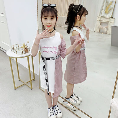 Vestido de Niña Estilo Occidental Hombros Descubiertos para Verano - Image 4