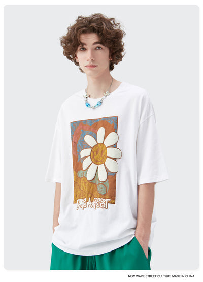 Playera Estampada con Margaritas Cartoon en Relieve - Manga Corta - Image 2