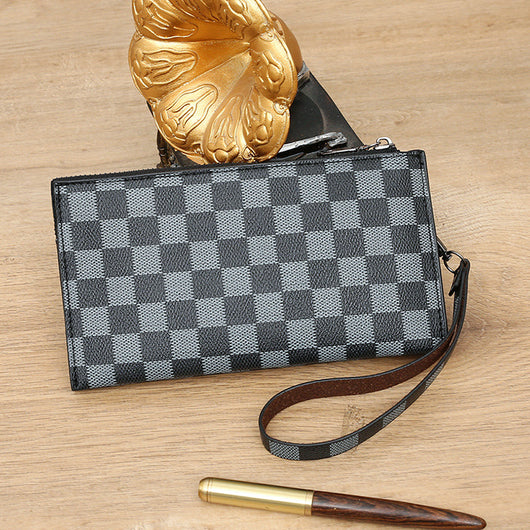 Billetera Plaid con Cierre de Cremallera para Hombre Fashion Personality - Image 7
