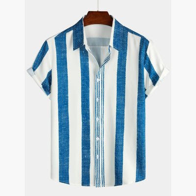 Camisa Holgada de Rayas para Hombre - Manga Corta - Image 11