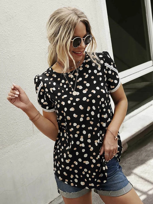 Blusa Casual para Mujer con Estampado Floral y Encaje Crochet - Image 24
