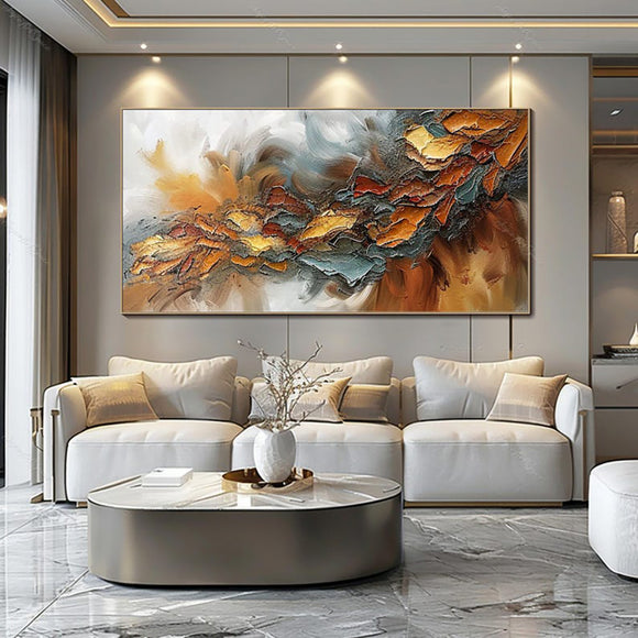 Cuadro Abstracto Moderno con Cuchillo - Pintura al Óleo Texturizada para Decoración