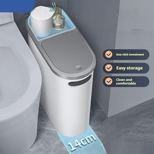Basurero Compacto con Tapa para Baño - Contenedor de Almacenamiento Estrecho