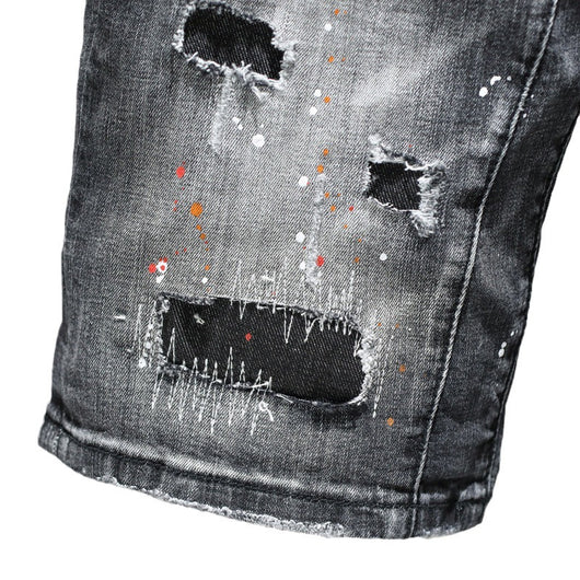 Jeans para Hombre con Parches Elásticos y Detalles Pintados a Mano - Image 5