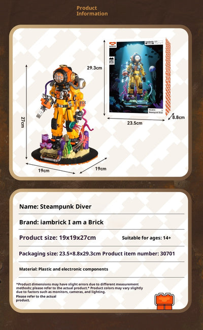 Modelo de Bloques de Construcción Steampunk Buzo - Juguete Armable con Almacenamiento - Image 7