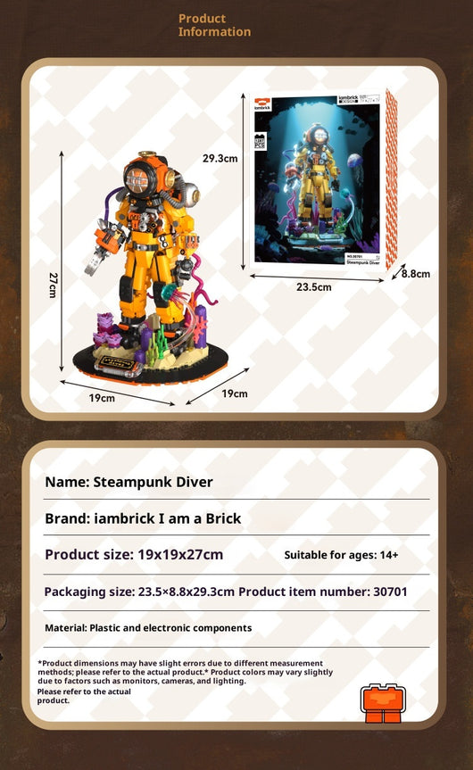 Modelo de Bloques de Construcción Steampunk Buzo - Juguete Armable con Almacenamiento - Image 7