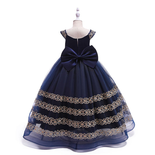 Vestido Princesa Niña Largo Bordado Liso - Image 10