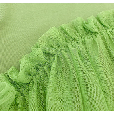 Vestido Mini Verde con Detalles de Tul y Diseño T-shirt - Image 5