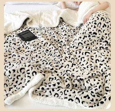 Manta de Tafetán Jacquard Estampado Leopardo Doble Capa - Image 28