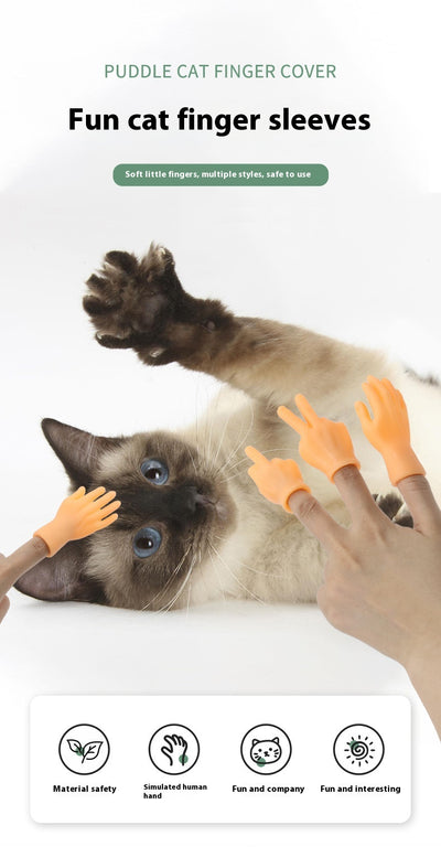 Flesh-toned silicone miniature hand making a peace sign gesture, designed as a funny cat finger stall toy. - Image 8