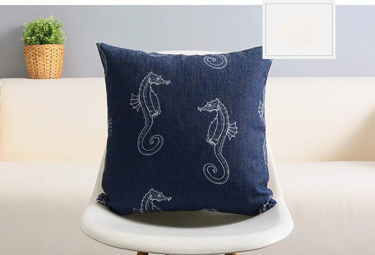 Funda de Cojín Azul Mediterráneo con Diseño Geométrico en Algodón y Lino - Image 11