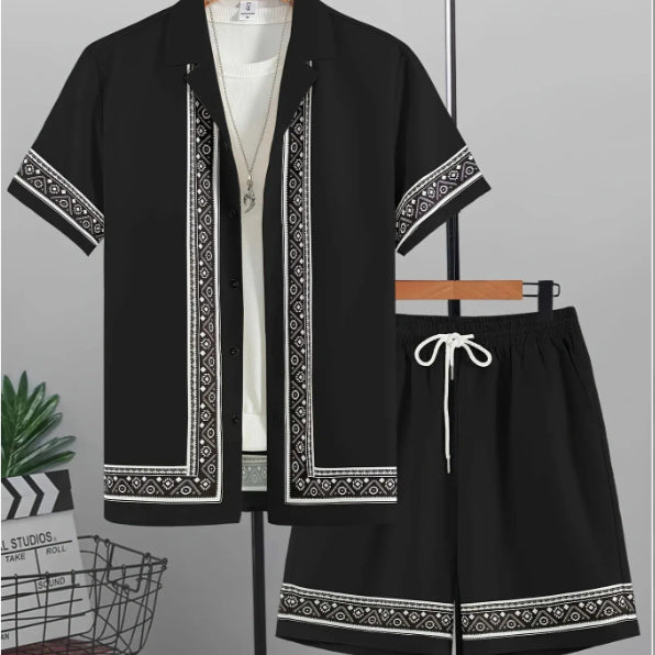 Conjunto Hawaiano Hombre: Camisa y Shorts Holgados de Manga Corta