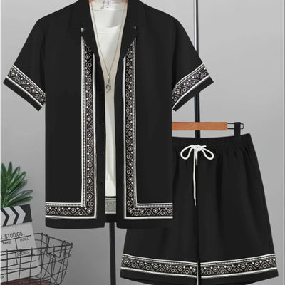 Conjunto Hawaiano Hombre: Camisa y Shorts Holgados de Manga Corta