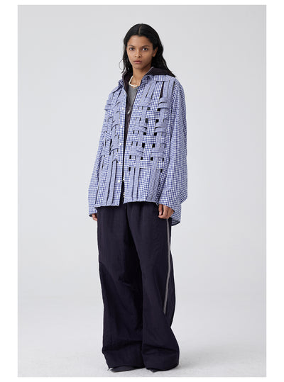 Pantalones Anchos de Talle Alto con Pliegues en Nylon - Image 25