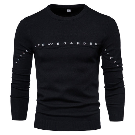 Suéter Tejido para Hombre con Bordado de Letras - Abrigo Base Versátil - Image 6