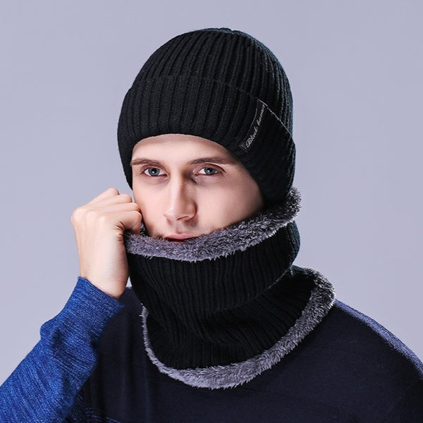 Conjunto de Gorro Tejido y Protector de Cuello para Hombre - Abrigo Extremo