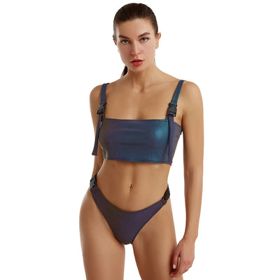 Conjunto de Bikini Dazzle Color con Efecto Reflectante para Mujer - Image 10