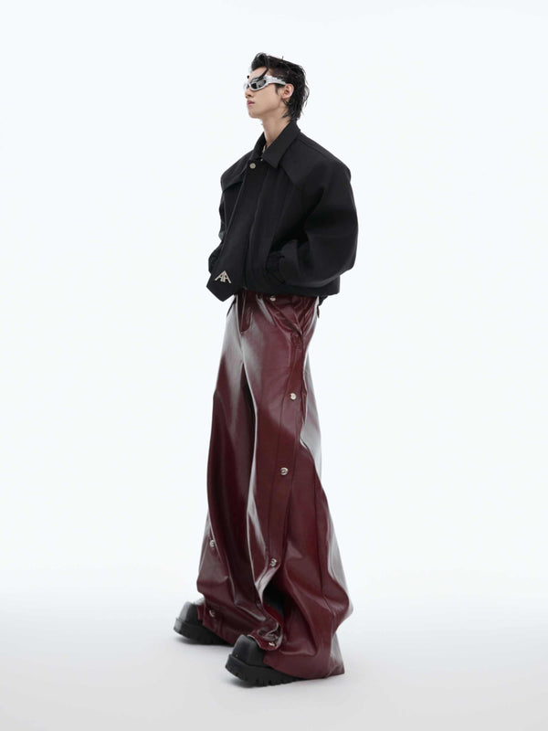 Pantalón Rojo Mate Plisado Ancho Deconstruido