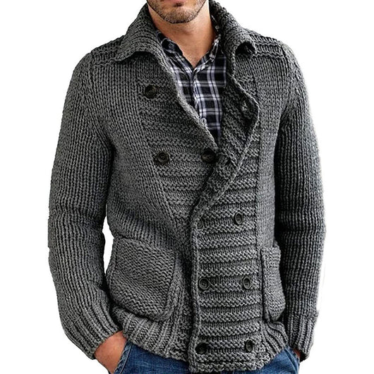 Cardigan de Solapa Hombre Color Liso - Suéter Elegante - Image 11