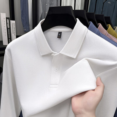 Polo de Algodón Mercerizado Manga Larga para Hombre - Ropa Casual Primavera Otoño - Image 4
