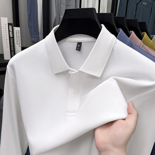 Polo de Algodón Mercerizado Manga Larga para Hombre - Ropa Casual Primavera Otoño - Image 4
