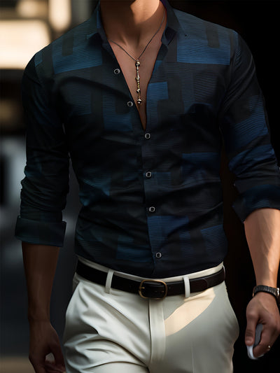 Camisa Masculina con Impresión 3D de Tendencia Digital - Image 9