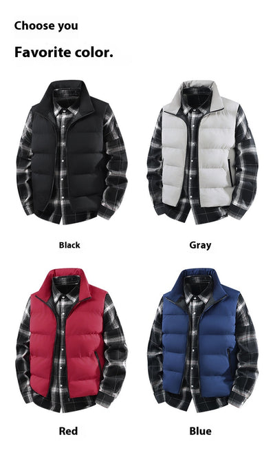 Chaleco Abrigo Suelto Cálido para Hombre Talla Grande con Cuello de Pie - Image 19