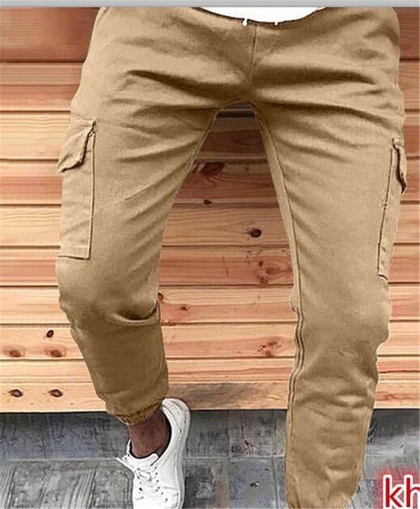 Pantalones Casuales para Hombre con Bolsillos Parche y Corte Relajado