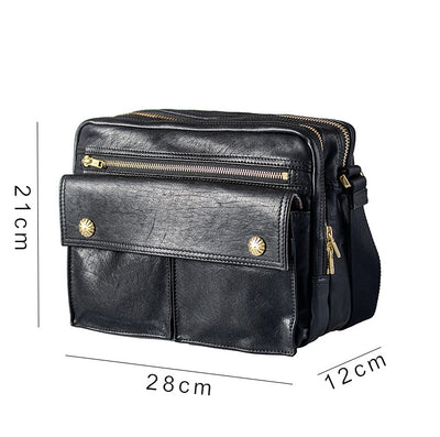 Bolso Bandolera de Cuero Genuino Estilo Urbano Japonés - Image 8