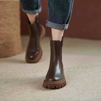 Botas Tubo Retro Slim Marrón Humo para Mujer - Image 8