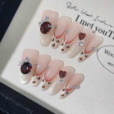 Guantes Estilo Drag con Estampado Leopardo y Detalles Cat Eye