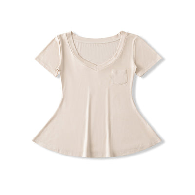 Blusa de Verano Ajustada al Talle con Escote en V y Manga Corta - Image 26